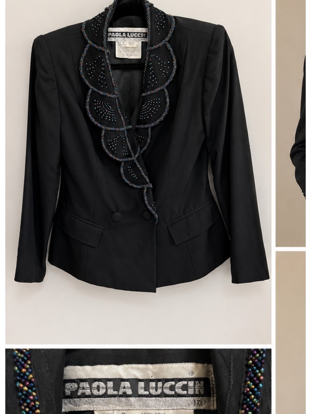 PAOLA LUCCI Italian Silk Beaded Blazer